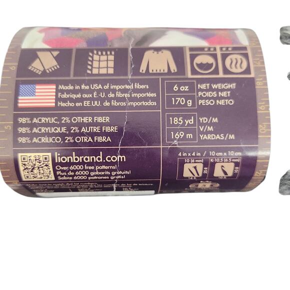 LION BRAND YARN LOT OF 4 790-312 HOMESPUN EDWARDIAN GREY MADE IN USA - Picture 2 of 3